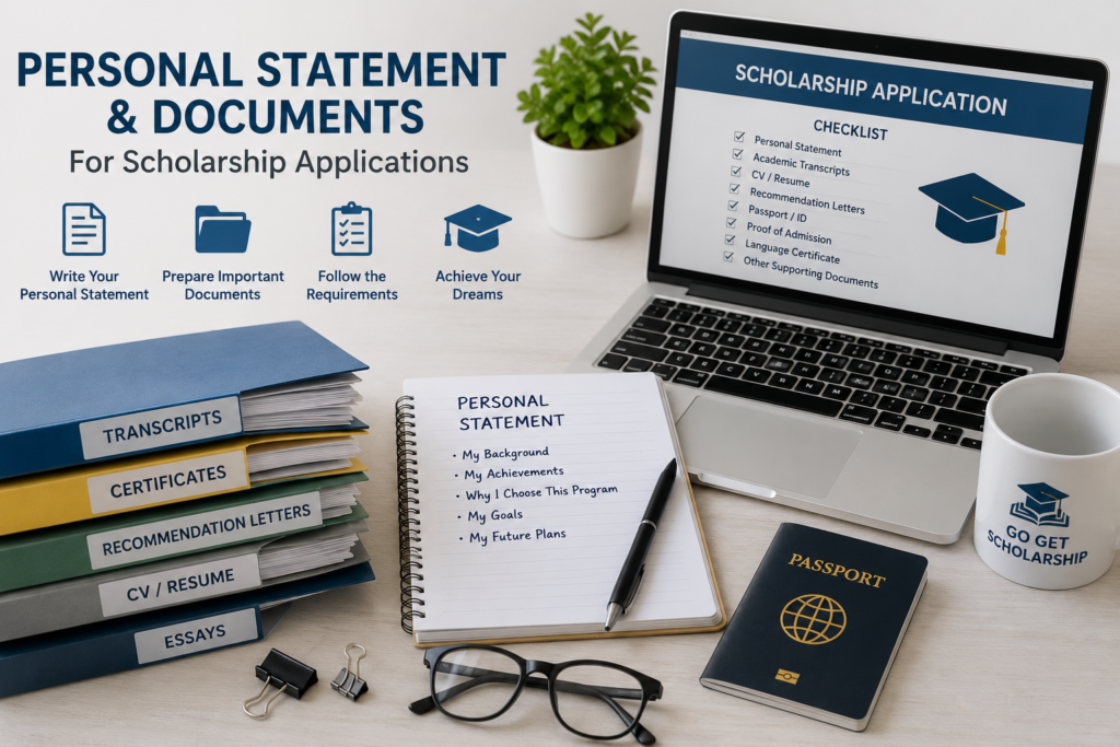 Personal statement and documents for scholarship applications